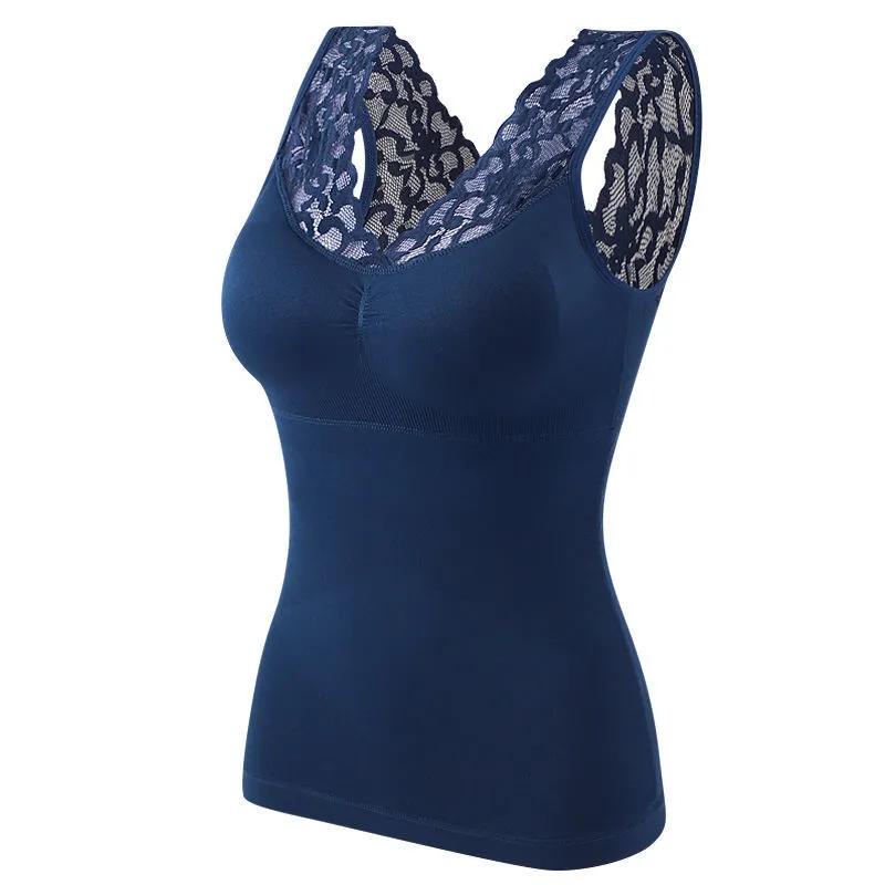 Winter Tank Top Sexy Padded Top Lingerie Crop Tops Lace Tank Black Velvet Warm Vest Inner Wear Camisole Strap Bralettes