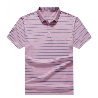 Plus Size Men's Plus Fat Short-sleeved Summer Loose Striped POLO Shirt Plus Size T-shirt Trendy Men's Clothing