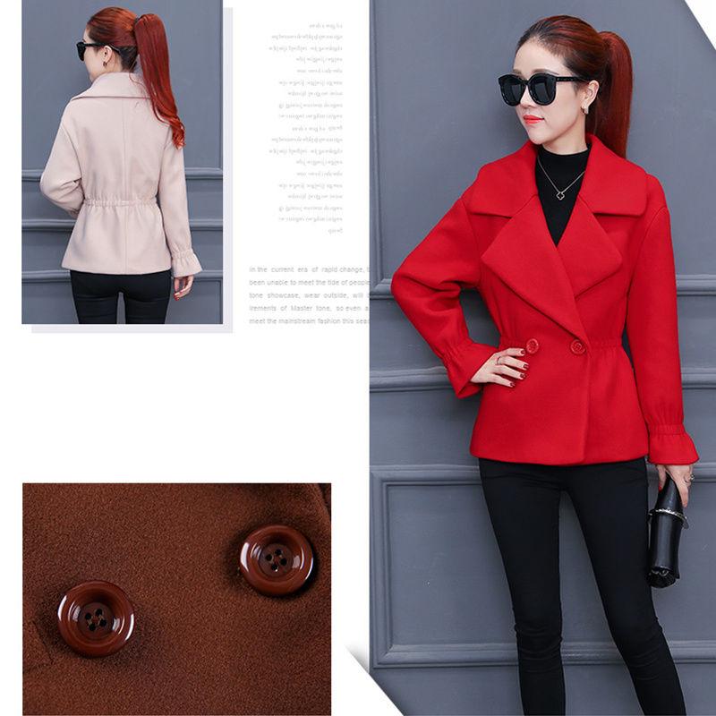 Women Woolen Jacket Female Solid Loose Wool Coat 2019 Winter Turn-down Collar Plus Size Outerwear