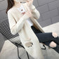 Fashion Coat Autumn and Winter Mid-length Pocket Sweater Solid Color Long-sleeved Loose Cardigan