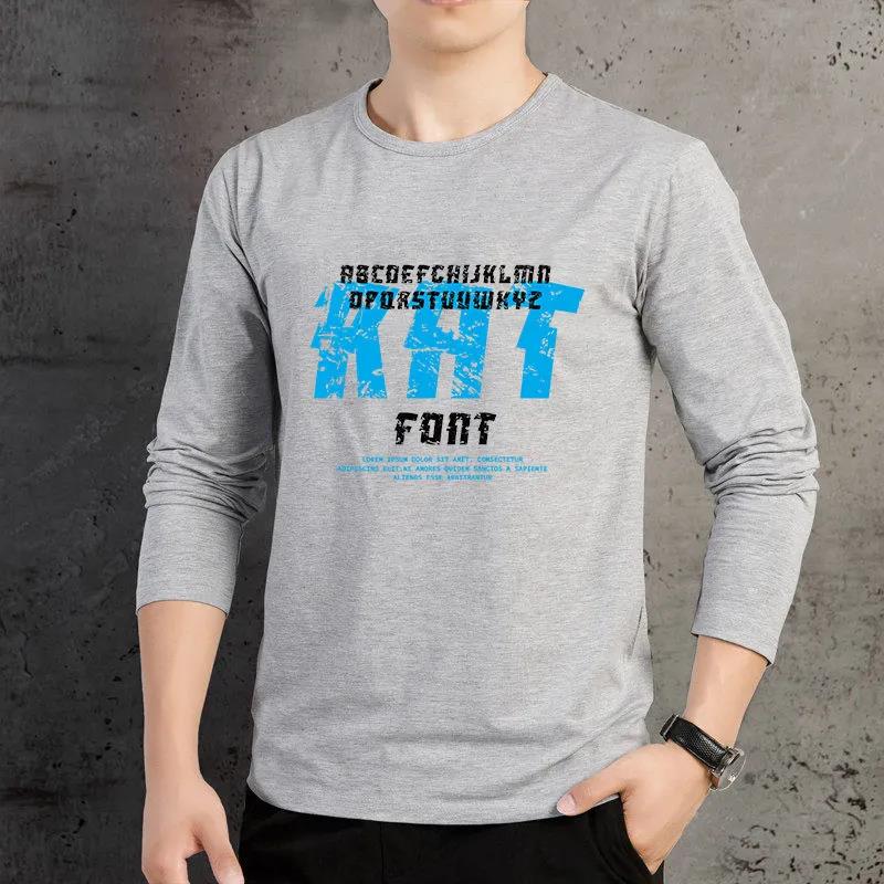 Autumn Long-sleeved T-shirt Round Neck Plus Size Bottoming Shirt Loose Fashion Pullover Suitable for Young Men