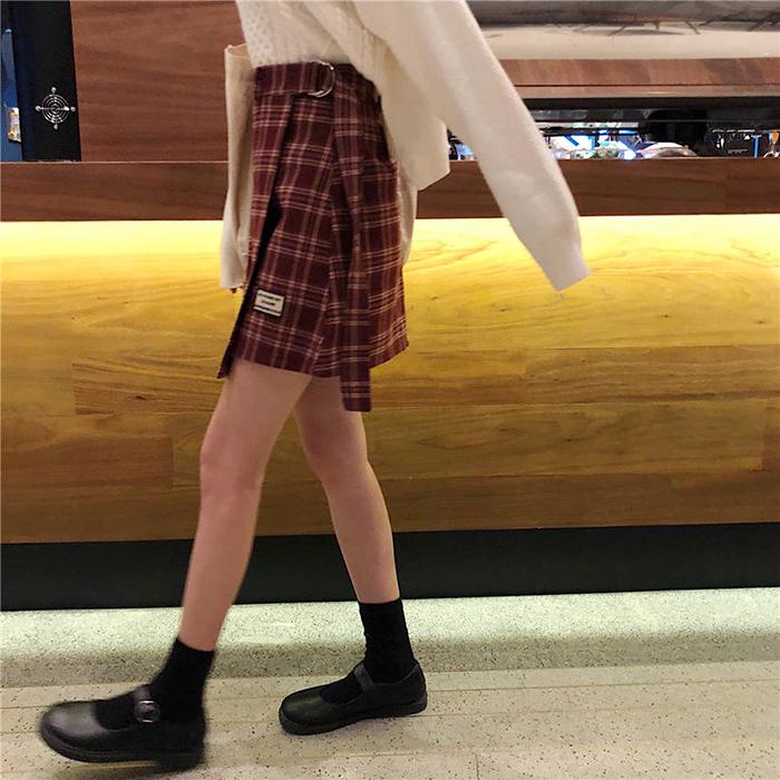 Summer Women Irregular Skirt High Waist Sexy Thin Plaid Skirt Anti-light Mini A-line Bag Hip Skirt