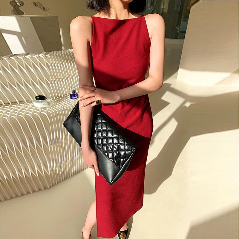 Sling Skirt Temperament Sexy Slim Age-reducing One-shoulder Split Trendy Girl One-step Dress
