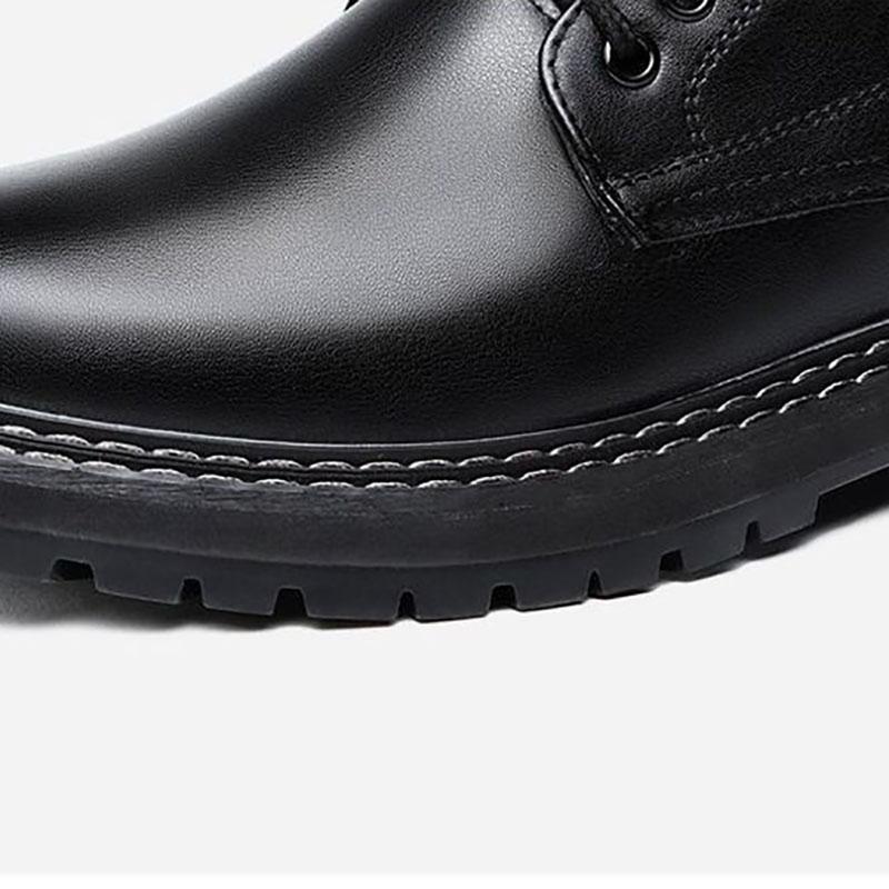Leather Men's Military Boots Wool Cotton Shoes Thickened Warm Snow Boots Lace-up Tooling Boots Winter Short-tube Martin Boots