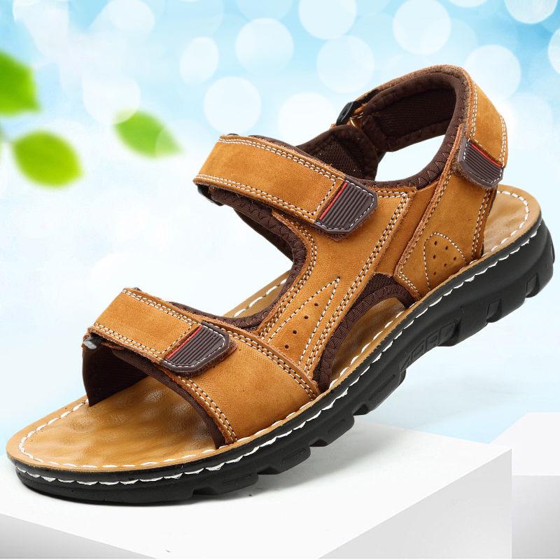 2020 Fashion Men Breathable Sandals Summer Casual Shoes Beach Sandals Genuine Leather Men Shoes
