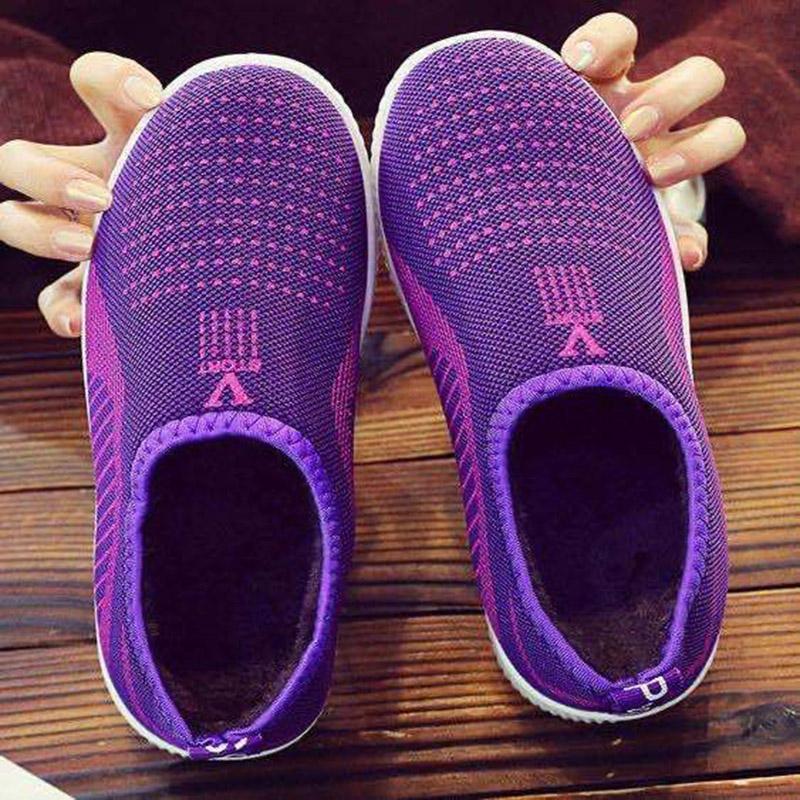 Women  Winter Velvet Cotton Shoes Non-slip Wear-resistant Sports Shoes Soft-soled Slip-on Cotton Boots