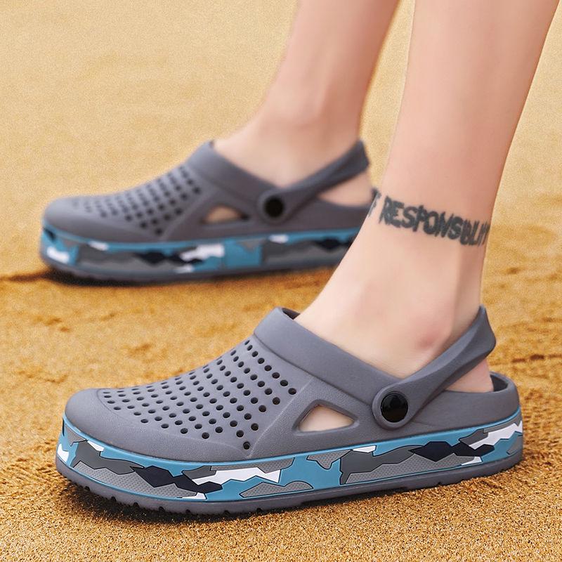 Summer men's casual slippers personality big head sandals anti-skid shoelace heel dual-use sandals