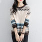 Sweater Women's Pullover Knitwear Korean Loose Plus Velvet Round Neck Tops Trending Lattice Sweater Autumn and Winter Tops