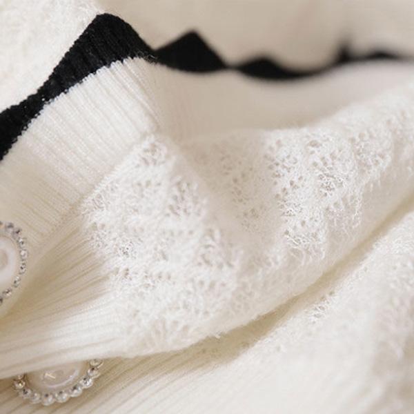 Wavy Edge Ice Silk Mid-sleeve Temperament Outer Wear Short-sleeved Women's Slim Summer Thin Knitted Sweater Top