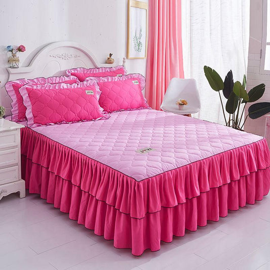 3pcs/set Korean Princess Style Thick Bed Skirt Bedroom Home One-piece Bed Sheet