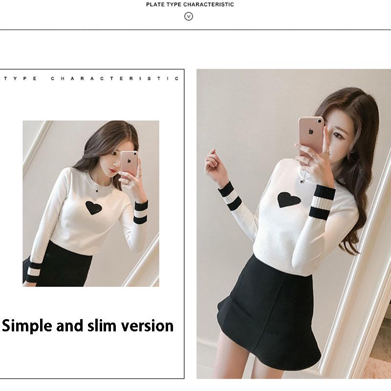 Women's Knitted Bottoming Shirt Autumn Winter All-match Elastic Slim Pullover Round Neck Jumper Top