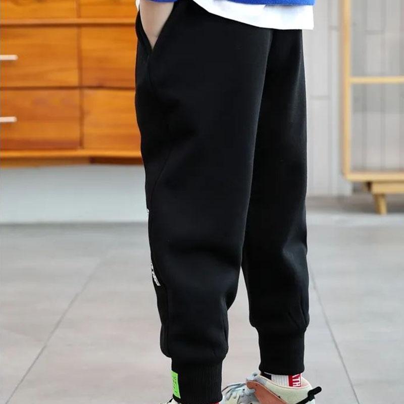 Boys' Pants Spring Autumn Winter Models Plus Velvet Thickening Casual Korean Version of The Big Children's Sports Pants Winter Children's Trousers