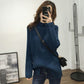 Korean Style Fashion Loose Half Turtleneck Sweater Women's Solid Color Large Size Mid Length Knit Sweater