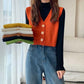 Sweater Knit Vest Women Solid Loose V-Neck Cardigan Short Sweater Elegant Sleeveless Single Breasted Lovely Female Basic Tops