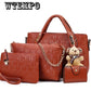 Four-piece fashion embossed handbags cartoon bear trend shoulder bag diagonal bag versatile handbag