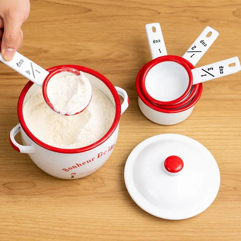 Nordic Enamel Health Small Stew Pot Dessert Bird's Nest Stew Pot Binaural Small Soup Pot with High Fat Pot Complementary Food Pot