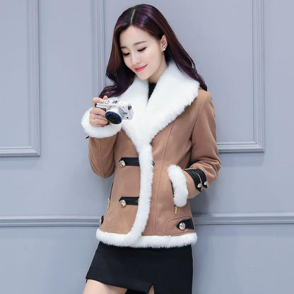 Autumn and Winter New Style Short Lamb Wool Coat Women's Corduroy Cotton-padded Coat Padded Coat Padded Coat