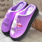 Autumn and Winter Women's PU Leather Waterproof Cotton Slippers Home Plus Velvet High-heeled Thick-soled Non-slip Warm Slippers