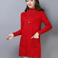 Autumn and Winter Half High Neck Pullover Sweater In The Long Section Loose Thick Bottoming Shirt Simple Solid Color Women's Sweater Dress