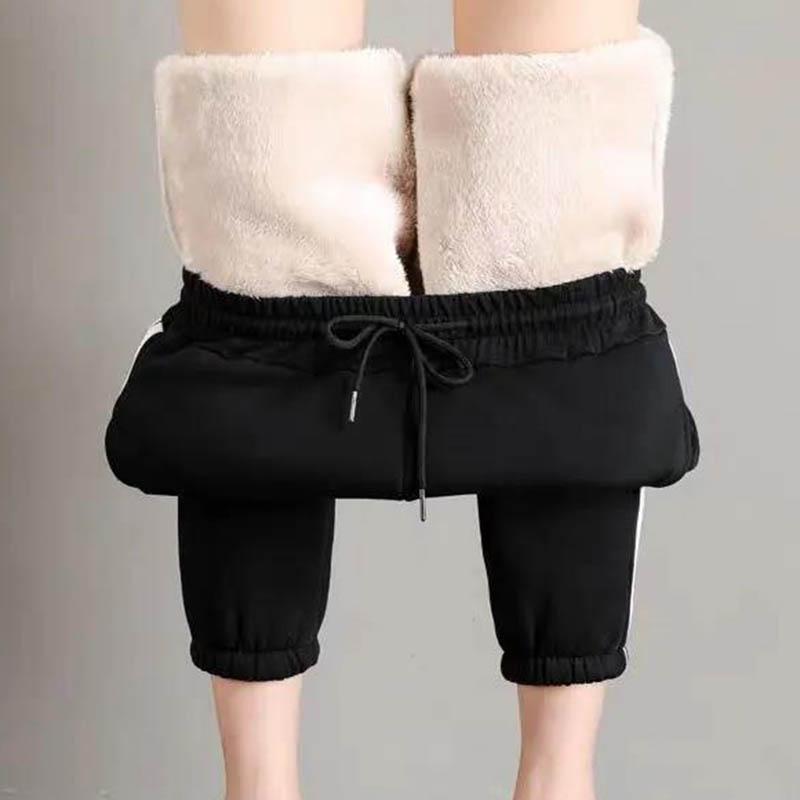 Sweatpants Winter Women's Fashion Plus Velvet Thickened Trousers All-match Thinner Student Beam Pants Warm Lamb Cashmere