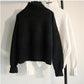 Podilove long-sleeve bottoming shirt white short section loose lazy wind turtleneck small fresh