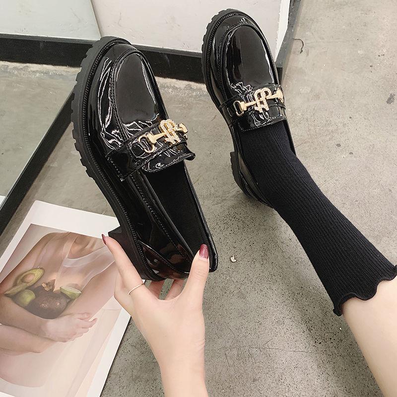 Women 'S Leather Shoes Female Students Wild Round Head Flats Thick Bottom Spring And Autumn Women 'S Loafer