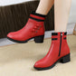 Female Martin Boots Short-tube Winter Plus Velvet Warmth Fashion All-match Mid-heel Cotton Shoes