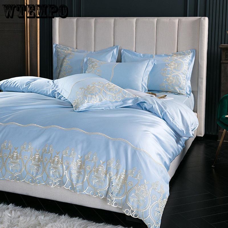 Luxury Duvet Cover Bedding Set Comforter Sets Double Bed Linen Linen Silk Pillowcase 4pcs