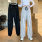 Korean Version of The Ins Tide Loose Straight High Waist Thin Black Handsome Overalls Female BF Strappy Casual Pants