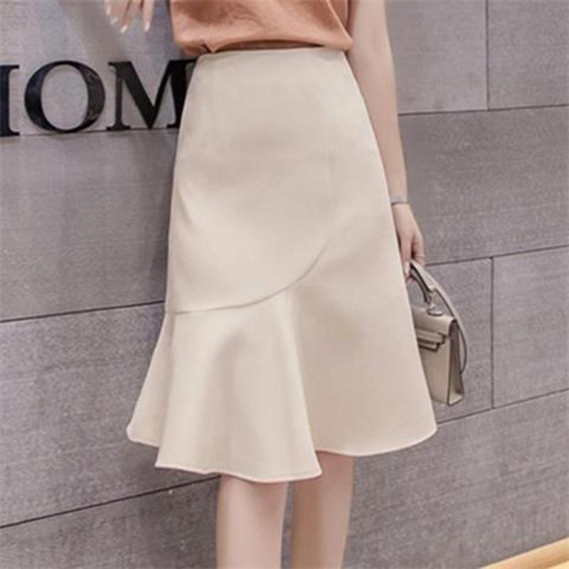 Fishtail Skirt A-line Mid-length Skirt High Waist Ruffled Hip One-step Skirt Long Skirt Cute Sexy Wrapped Hip Skirt Ruffled Hip Skirt for Ladies