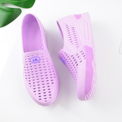 Summer White Thick-soled Girls Sandals Hollow Baotou Hole Shoes Breathable Beach Shoes Waterproof Non-slip Sunny Rain Boots
