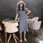 Chiffon Polka Dot Dress Women's Short  Sleeve Square Neck Daily Dating Party Office Wear A-line Sun-dress