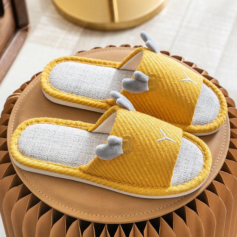 Japanese Style Slippers Female Four Seasons Household Indoor Non-slip Linen Slippers Comfortable Home Cotton Linen Breathable Leisure Summer