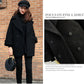 Loose Black Woolen Coat Mid-length Woolen Coat Autumn  Winter Thick Double-breasted Pea Coat