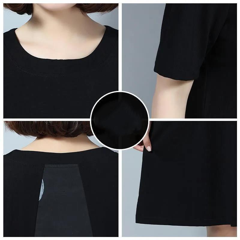 L-XXXXXL Women's Summer Dress Short Sleeve Round Neck Pocket Printing Knee-length Daily Wear Office Dating Party