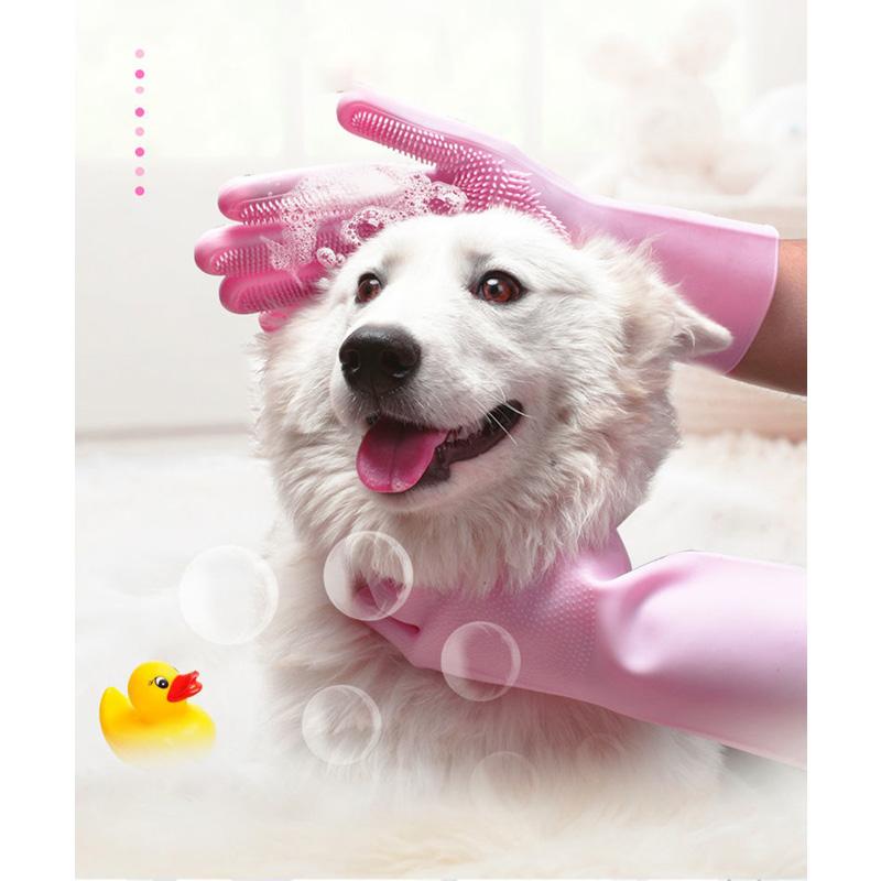 Pet Dogs and Cats Bathing Massage Gloves Dogs Use Finger Silicone Gloves To Scrub Bathtub Cleaning Pet Supplies