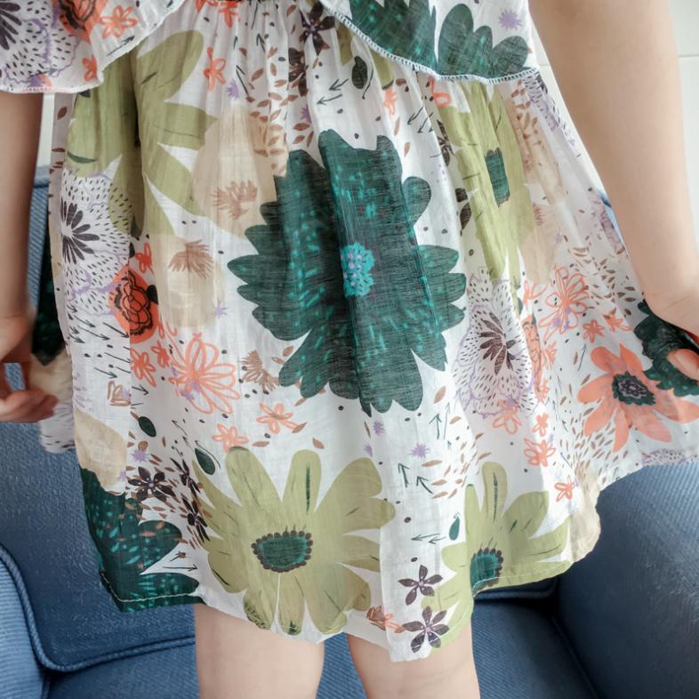 Children's Dress Korean Summer Girl's Lovely Dress Baby Flower National Style Suspender A-line Skirt