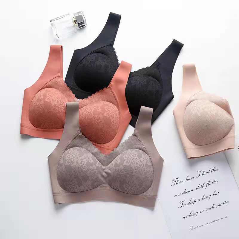 Women's Latex Seamless Beauty Back Underwear No Steel Ring Lace Sexy Bra Anti-sagging Sports Vest Type Fitness Sports Bra Yoga Push Up Bra Top