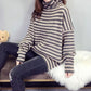 Pullover Lazy Striped Sweater Women Autumn and Winter Korean Knit Bottoming Shirt Loose Turtleneck Thick