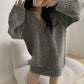 Loose V-neck Loose Sweater Women's Spring and Autumn Clothes Are Thin and Versatile Mid-length Lazy Style Sweater Sweater Top Oversizedsweater