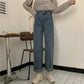Wide Leg High Waist Hong Kong Flavor Jeans Female Korean Version Loose Spring and Autumn Retro Straight-leg Pants Trendy Thin and Wild High Trousers
