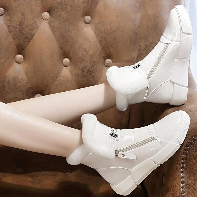 White Snow Boots Women Short Boots Plus Velvet Student Shoes Women Winter Cotton Shoes Women Flat Boots