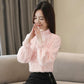 Lace Bottoming Shirt Autumn and Winter Fashion Trend Chiffon Shirt Flocking Blouse