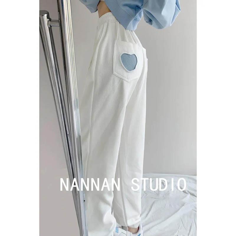 Love Label Drawstring Drawstring Pants Women Thick Loose Casual Sports Pants High Waist Straight Leg Pants Ins Tide