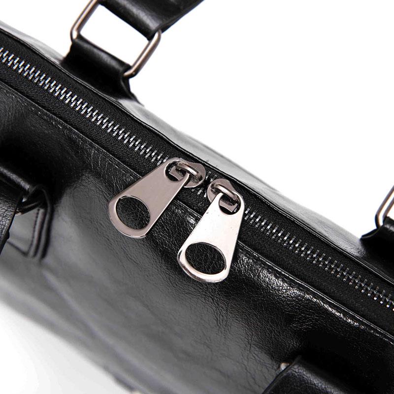 Business Briefcase Men Black Striped PU Leather Handbag Shoulder Diagonal Computer Bag