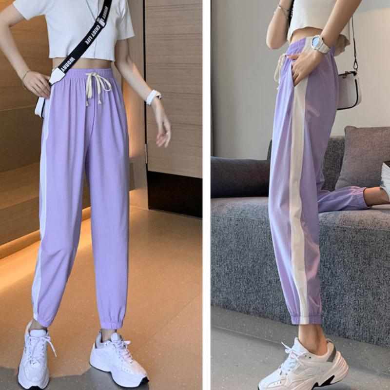 Purple Pants Sports High Waist Drape Loose Loose Feet Summer Wide-legged Casual Thin Pants Women's Summer