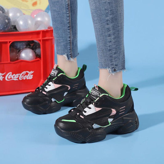 Thick-soled Heightened Travel Running Shoes Casual Student Breathable Sneakers All-match Comfortable Women Walking Sneakers
