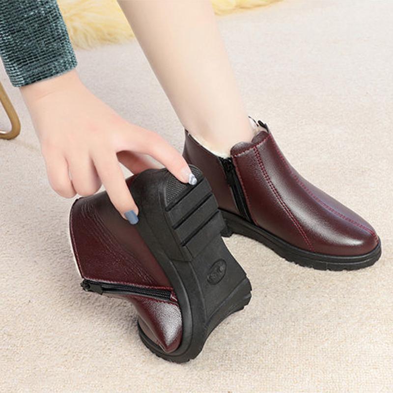Cotton Shoes Women's Winter Boots Soft-soled Shoes Plus Velvet Non-slip Leather Shoes for The Elderly Snow Boots Mother Boots