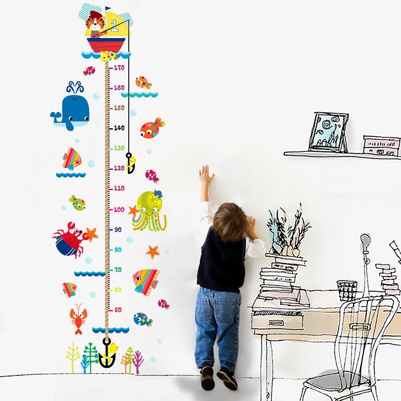 Wallpaper children room decoration self-adhesive bedroom measurement height wall stickers removable