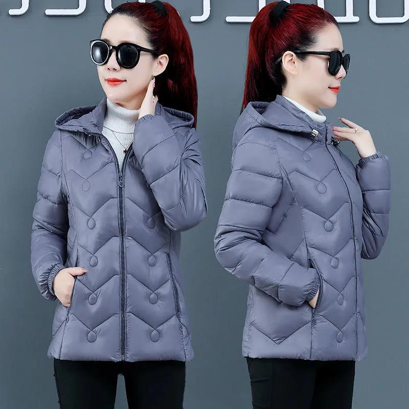 Women's Down Jacket Winter Fashion Hooded Lightweight Jacket Short Solid Color Plus Size Down Jacket